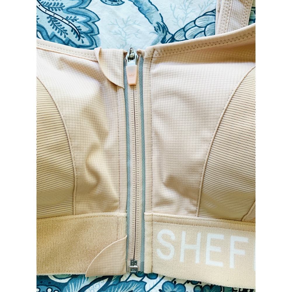 Shefit Ultimate Sports Bra Sandstorm Beige High Impact Front Zip Sz 1 Luxe NWOT - Picture 13 of 16